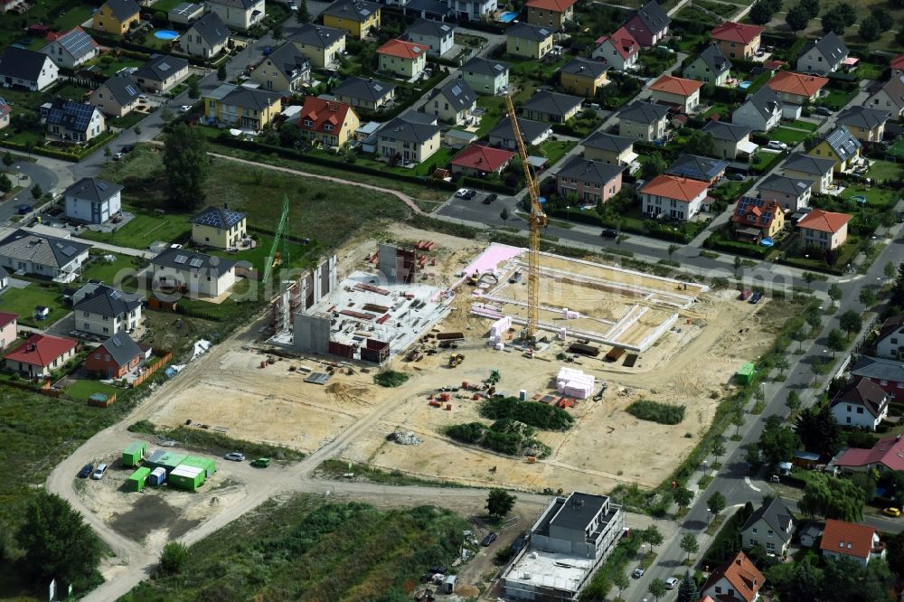 Aerial image Berlin - New construction of the building complex of the shopping center Mohrenfalterweg - Habichtshorst in Berlin