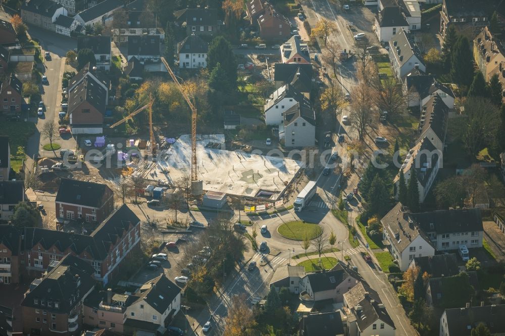 Witten from the bird's eye view: New construction of the building complex of the shopping center Netto Marken-Discount on Wittener Strasse in the district Herbede in Witten in the state North Rhine-Westphalia, Germany