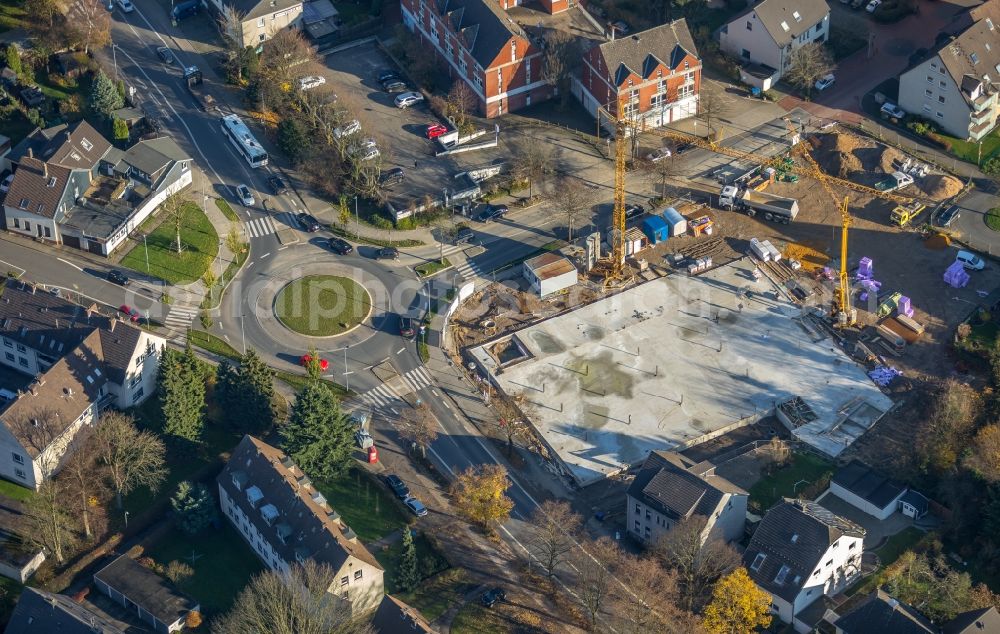 Witten from above - New construction of the building complex of the shopping center Netto Marken-Discount on Wittener Strasse in the district Herbede in Witten in the state North Rhine-Westphalia, Germany