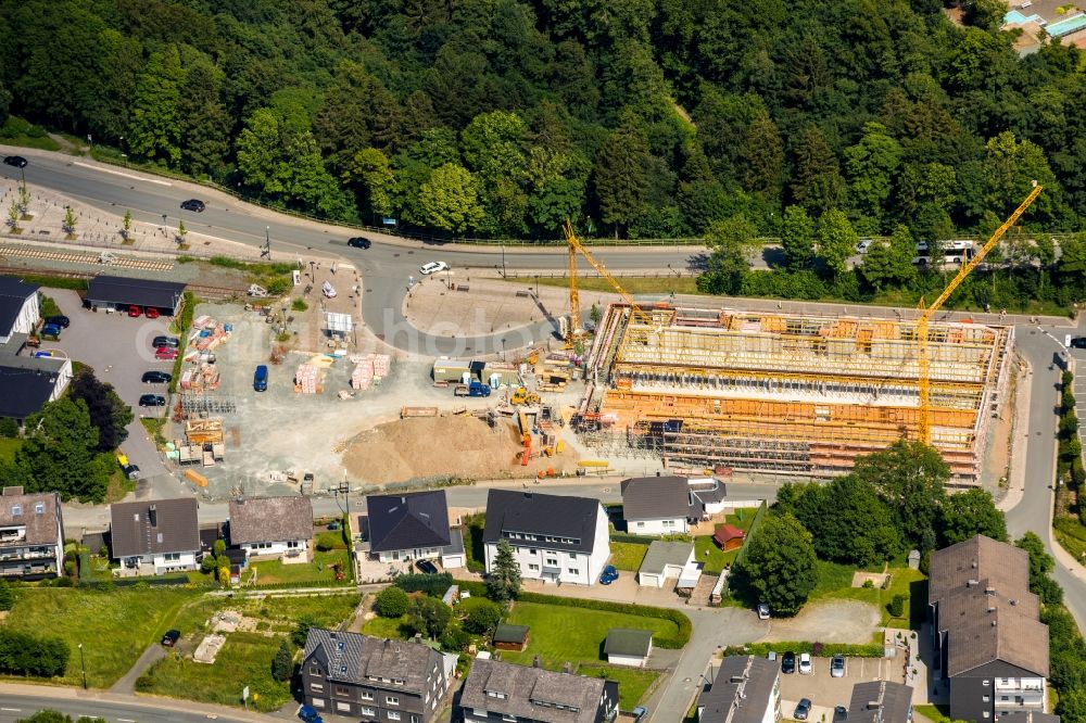 Winterberg from above - New construction of the building complex of the shopping center Neue Mitte 3 in Winterberg in the state North Rhine-Westphalia, Germany