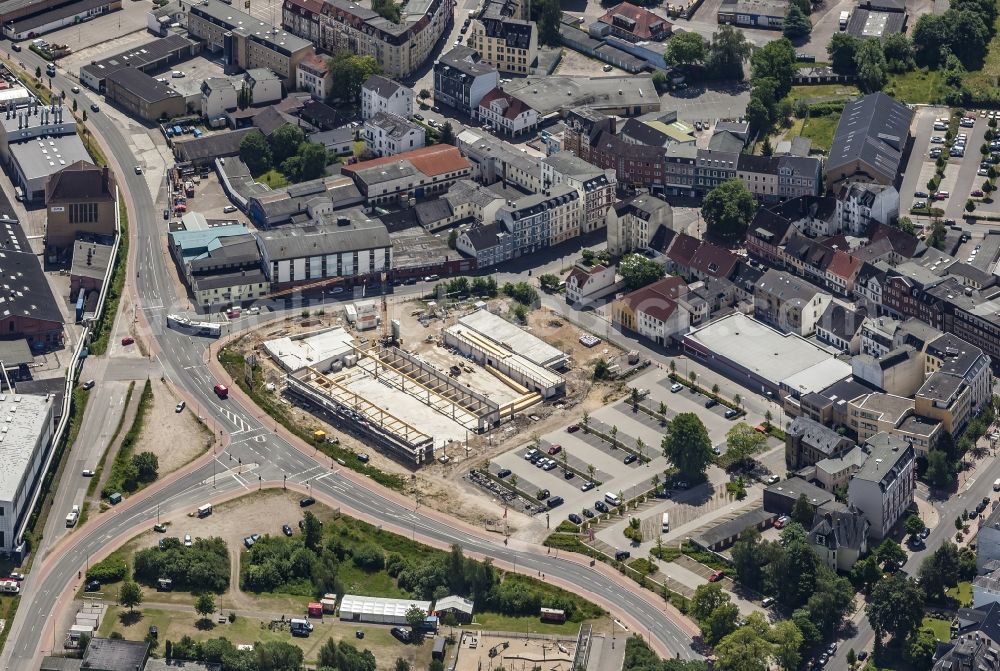 Aerial image Flensburg - New construction of the building complex of the shopping center Nordstadt -Markt in Flensburg in the state Schleswig-Holstein, Germany