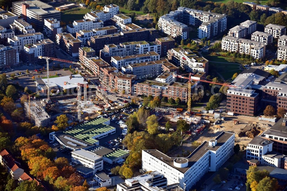 Aerial photograph Hamburg - New construction of the building complex of the shopping center on corner Behringstrasse - Juergen-Toepfer-Strasse in the district Altona in Hamburg, Germany