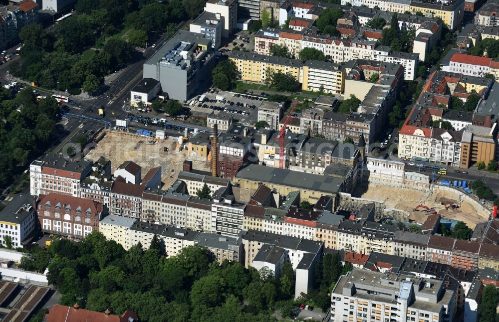 Berlin from above - New construction of the building complex of the shopping center Schultheiss Quarter in Moabit district in Berlin