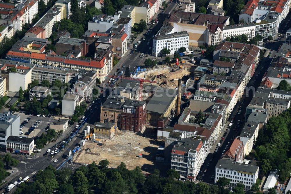 Berlin from the bird's eye view: New construction of the building complex of the shopping center Schultheiss Quarter in Moabit district in Berlin