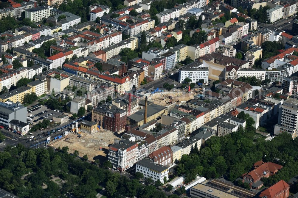 Aerial photograph Berlin - New construction of the building complex of the shopping center Schultheiss Quarter in Moabit district in Berlin