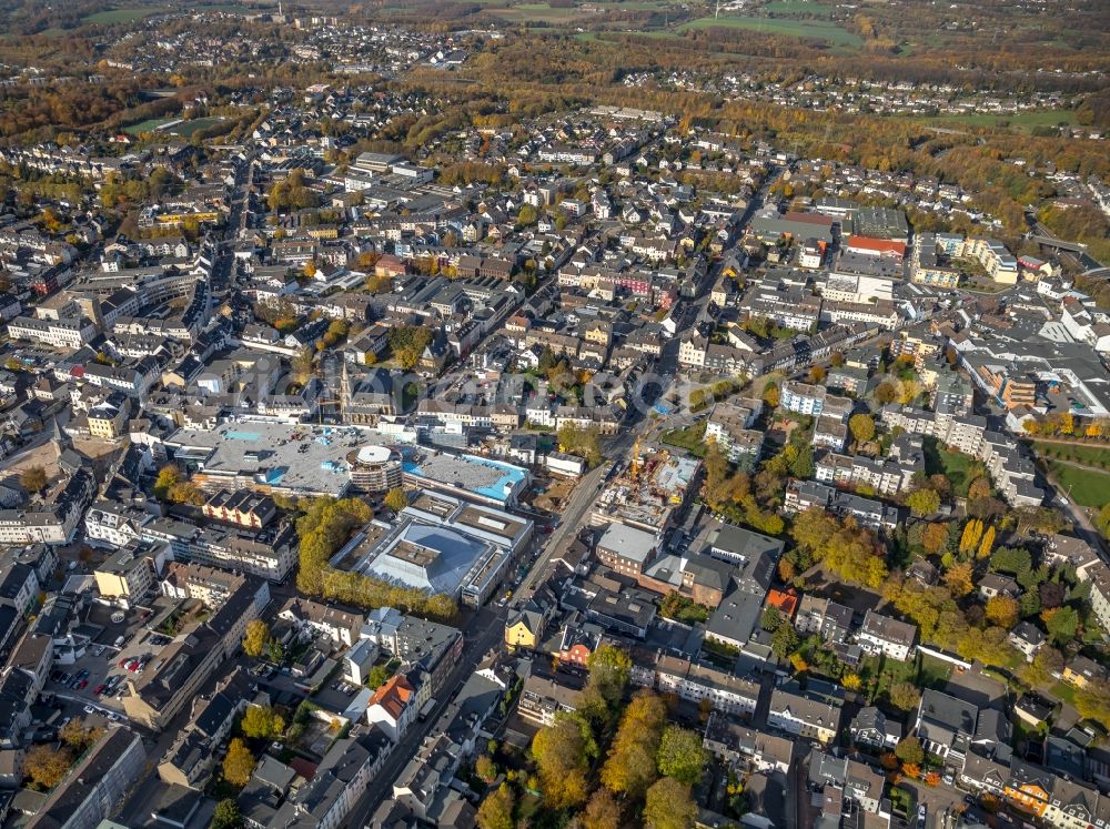 Velbert from the bird's eye view: New construction of the building complex of the shopping center a?? Stadtgalerie Velbert a?? in Velbert in the state North Rhine-Westphalia, Germany