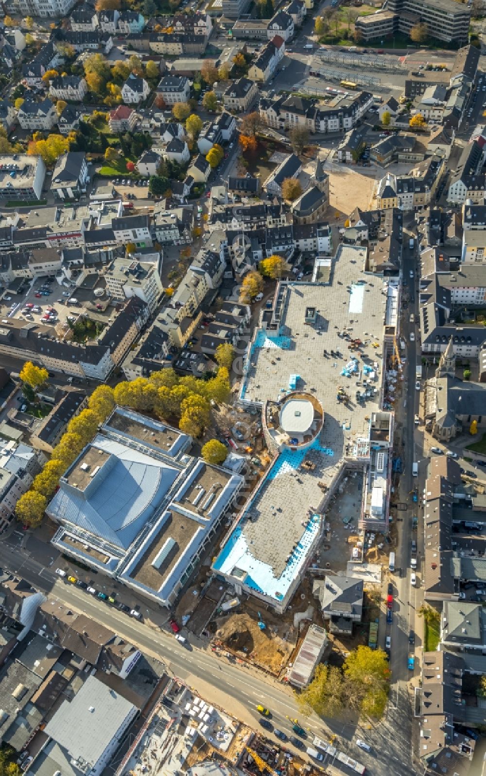 Aerial image Velbert - New construction of the building complex of the shopping center a?? Stadtgalerie Velbert a?? in Velbert in the state North Rhine-Westphalia, Germany