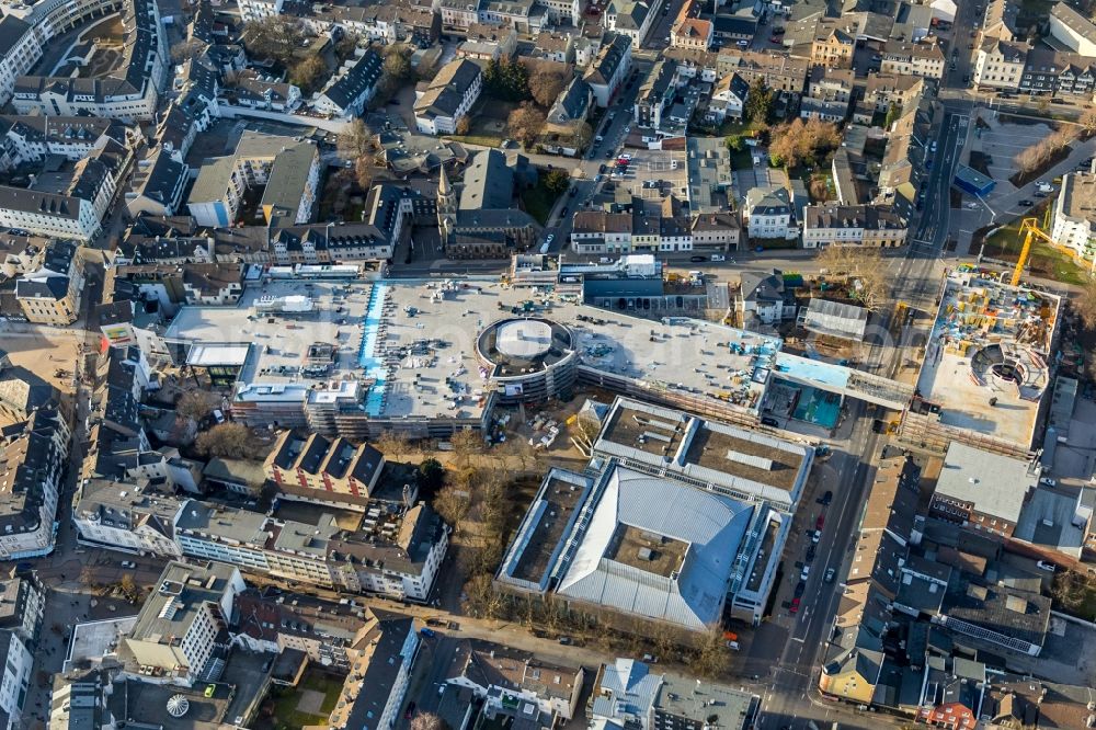 Aerial photograph Velbert - Construction site for the new construction of the building complex of the StadtGalerie shopping center in Velbert in the state of North Rhine-Westphalia, Germany