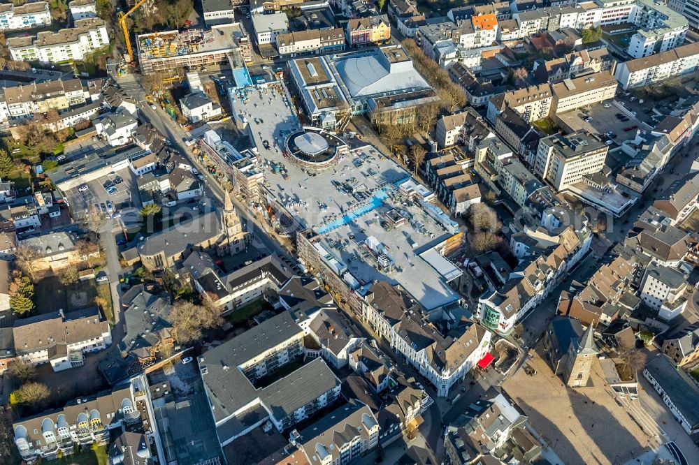 Velbert from the bird's eye view: Construction site for the new construction of the building complex of the StadtGalerie shopping center in Velbert in the state of North Rhine-Westphalia, Germany