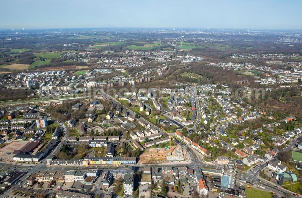 Velbert from above - Construction site for the new construction of the building complex of the StadtGalerie shopping center in Velbert in the state of North Rhine-Westphalia, Germany