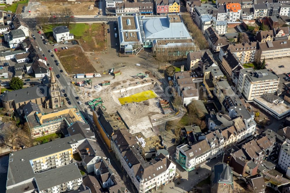 Aerial image Velbert - Construction site for the new construction of the building complex of the StadtGalerie shopping center in Velbert in the state of North Rhine-Westphalia, Germany