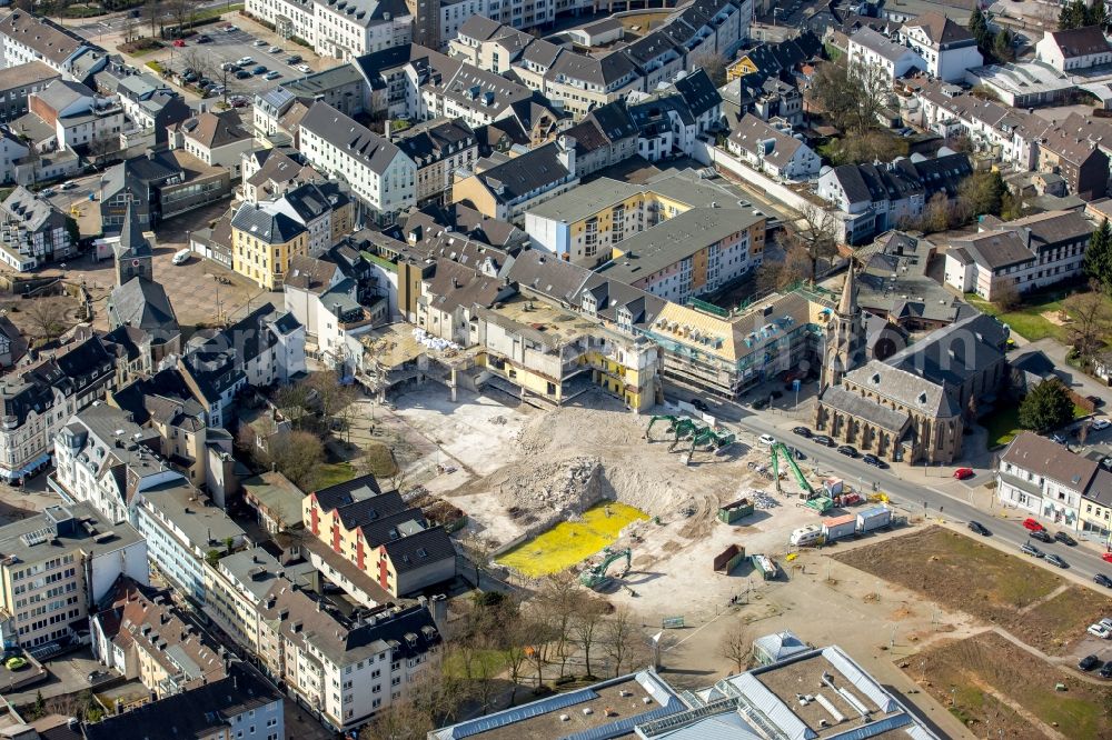 Aerial image Velbert - Construction site for the new construction of the building complex of the StadtGalerie shopping center in Velbert in the state of North Rhine-Westphalia, Germany