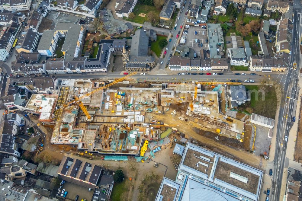 Aerial image Velbert - New construction of the building complex of the shopping center Stadtgalerie Velbert in Velbert in the state North Rhine-Westphalia, Germany