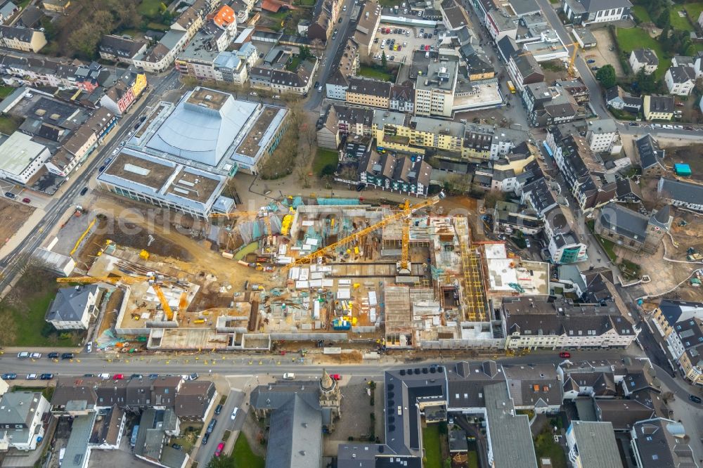 Aerial photograph Velbert - New construction of the building complex of the shopping center Stadtgalerie Velbert in Velbert in the state North Rhine-Westphalia, Germany