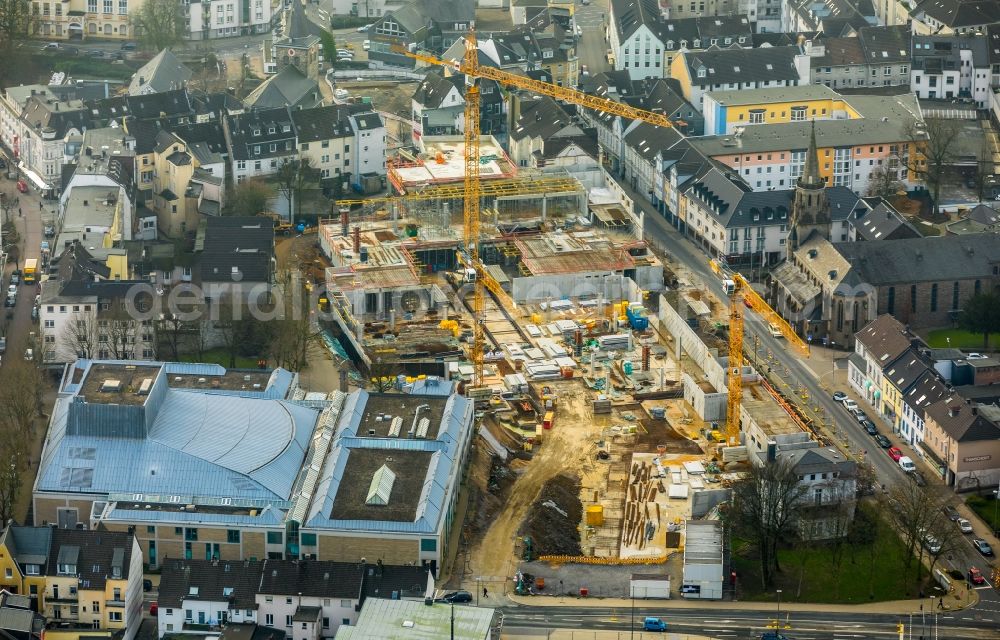 Velbert from above - New construction of the building complex of the shopping center Stadtgalerie Velbert in Velbert in the state North Rhine-Westphalia, Germany