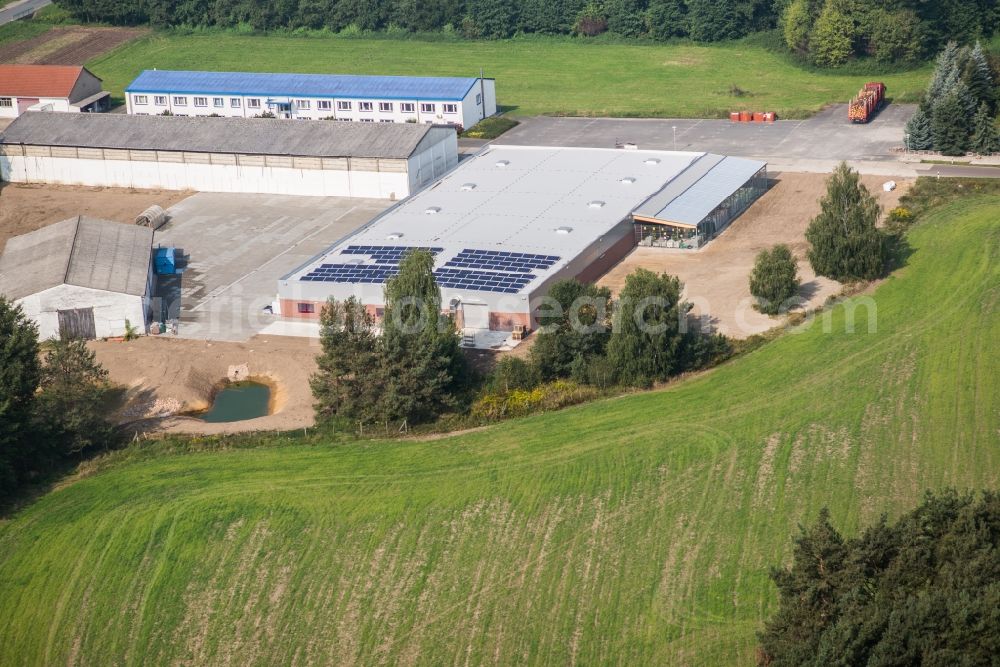 Aerial image Planetal - New construction of the building complex of the shopping center Thomas Philipps GmbH & Co. KG in the district Dahnsdorf in Planetal in the state Brandenburg, Germany