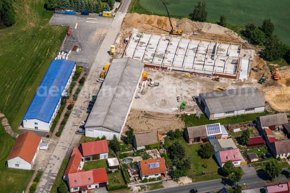 Aerial image Planetal - New construction of the building complex of the shopping center Thomas Philipps GmbH & Co. KG in the district Dahnsdorf in Planetal in the state Brandenburg, Germany