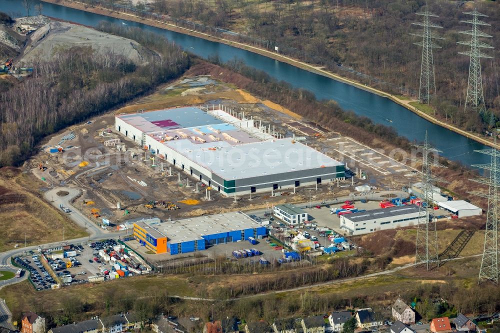 Aerial image Herne - Construction site to build a new building complex on the site of the logistics center a Duvenbeck Logistikzentrum Grimberg a in Herne in the state North Rhine-Westphalia