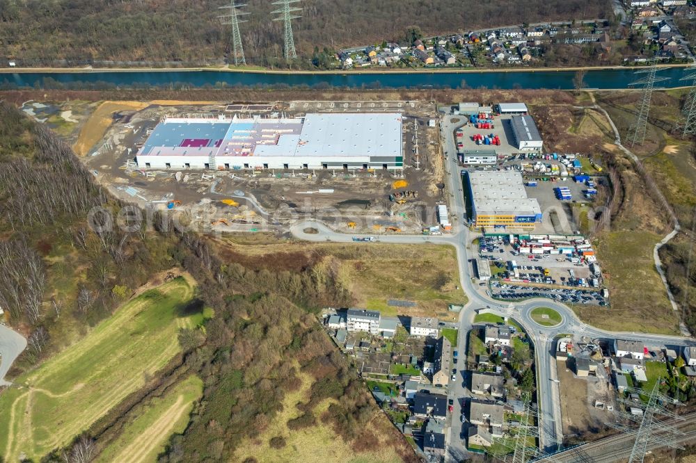 Herne from above - Construction site to build a new building complex on the site of the logistics center a Duvenbeck Logistikzentrum Grimberg a in Herne in the state North Rhine-Westphalia