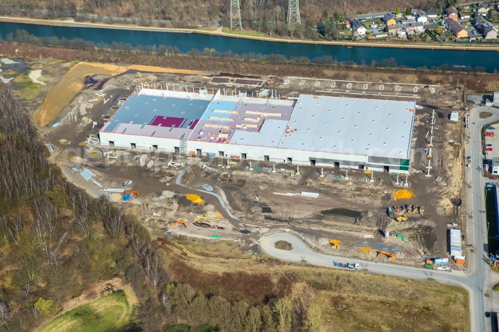 Herne from the bird's eye view: Construction site to build a new building complex on the site of the logistics center a Duvenbeck Logistikzentrum Grimberg a in Herne in the state North Rhine-Westphalia