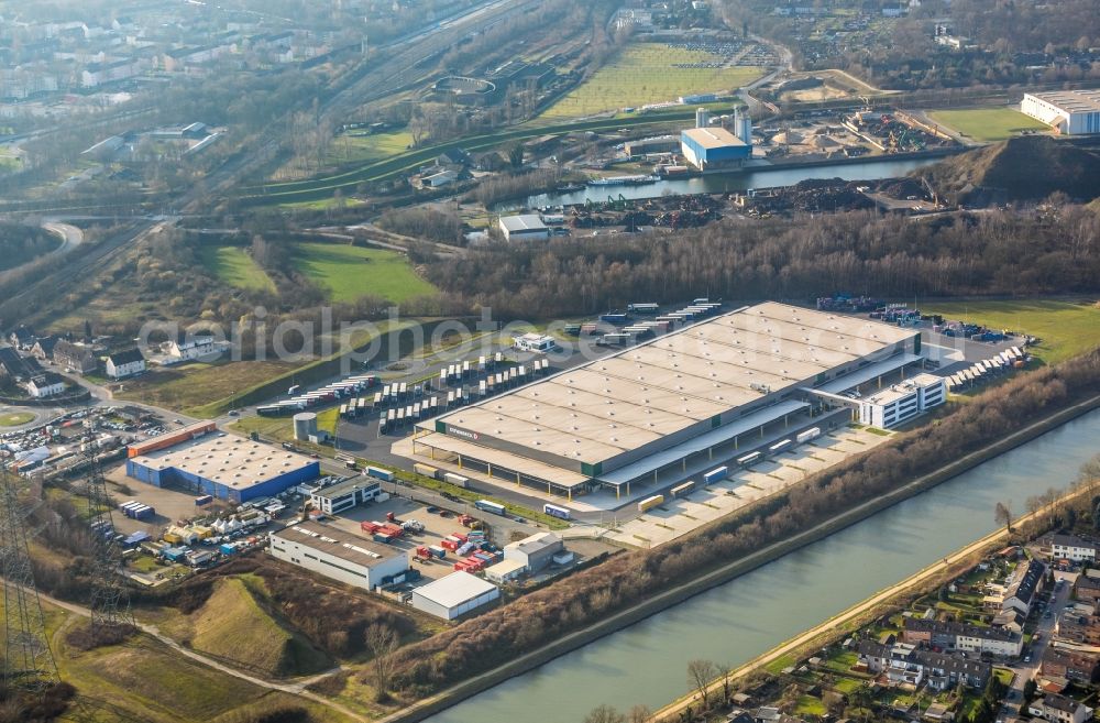 Herne from the bird's eye view: Construction site to build a new building complex on the site of the logistics center a Duvenbeck Logistikzentrum Grimberg a in Herne in the state North Rhine-Westphalia