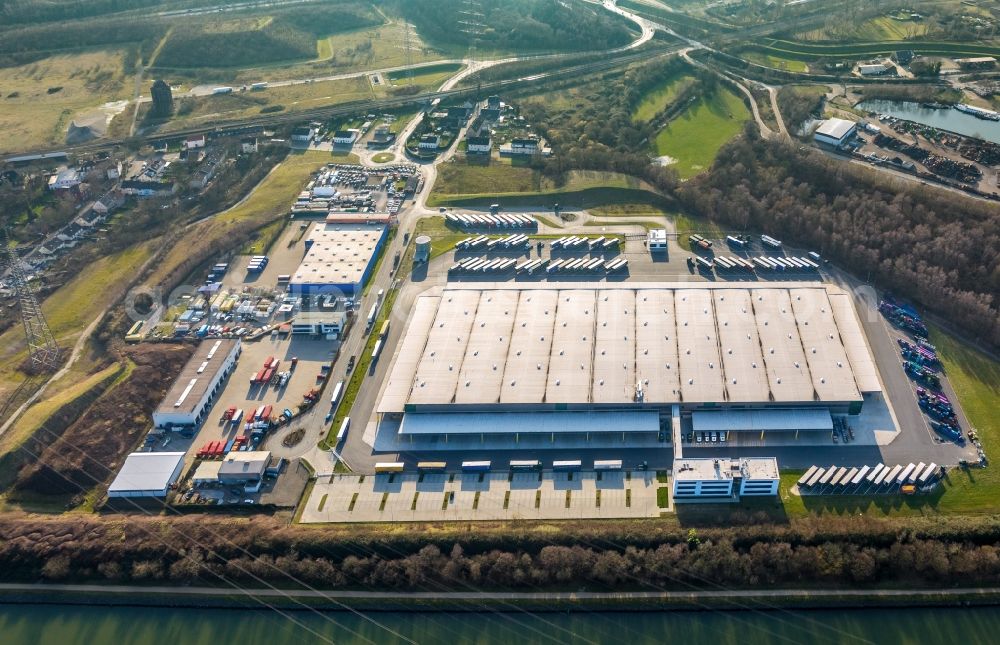 Herne from above - Construction site to build a new building complex on the site of the logistics center a Duvenbeck Logistikzentrum Grimberg a in Herne in the state North Rhine-Westphalia