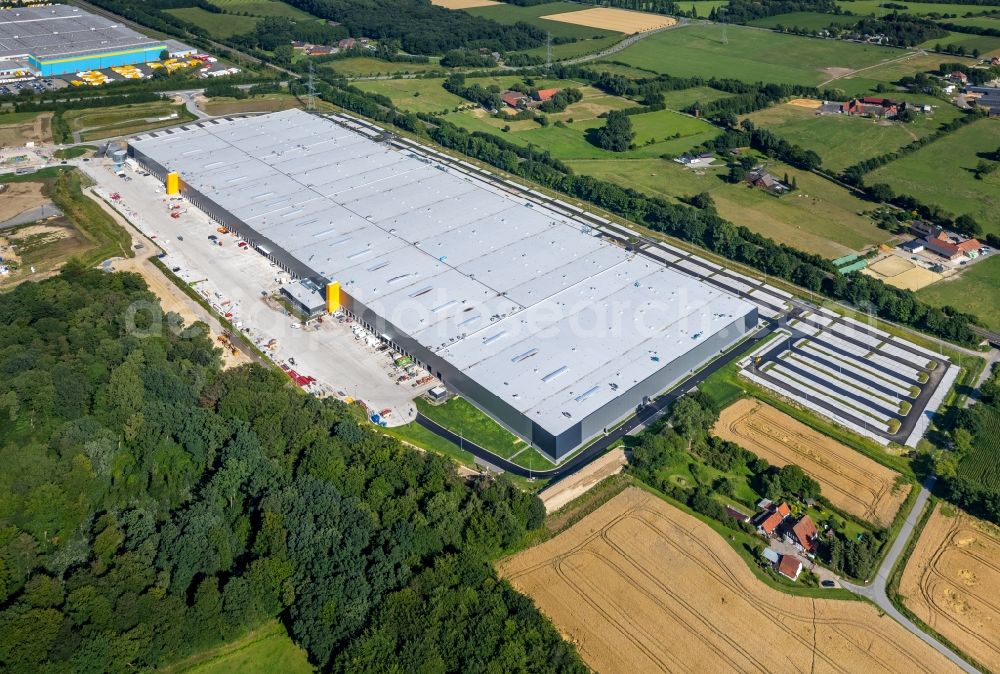 Aerial photograph Werne - Construction site to build a new building complex on the site of the logistics center Amazon Logistik in Werne in the state North Rhine-Westphalia