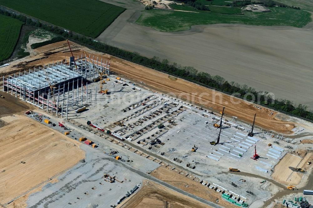 Aerial photograph Gera - Construction site to build a new building complex on the site of the logistics center Amazon Distribution GmbH in the district Cretzschwitz in Gera in the state Thuringia, Germany