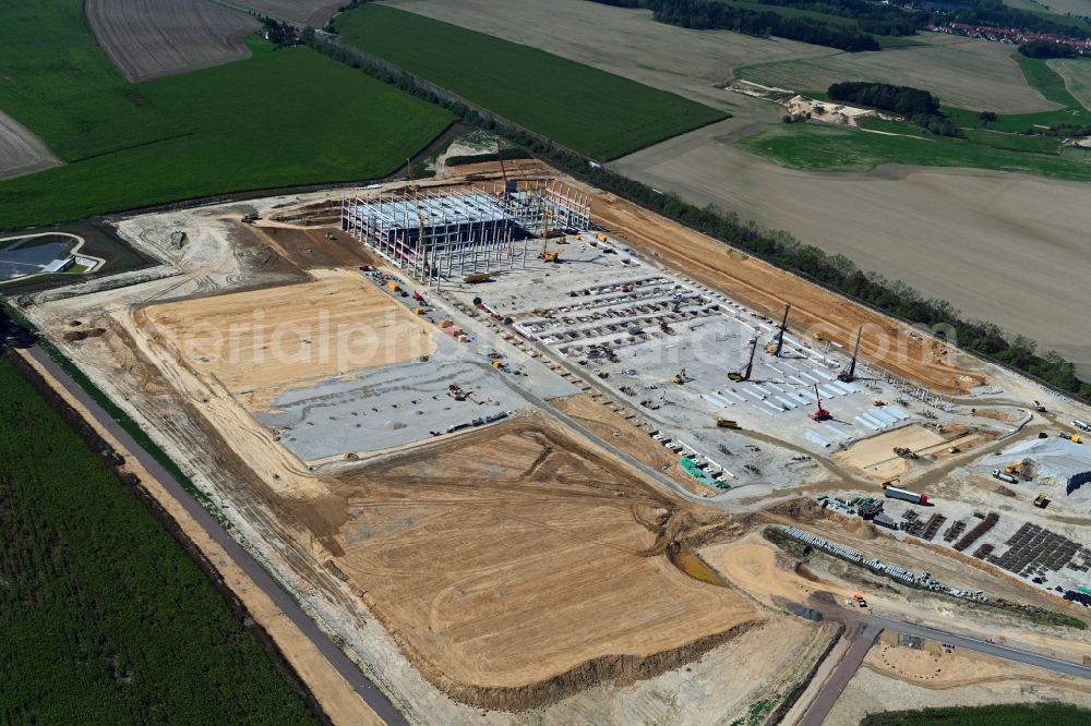 Aerial image Gera - Construction site to build a new building complex on the site of the logistics center Amazon Distribution GmbH in the district Cretzschwitz in Gera in the state Thuringia, Germany