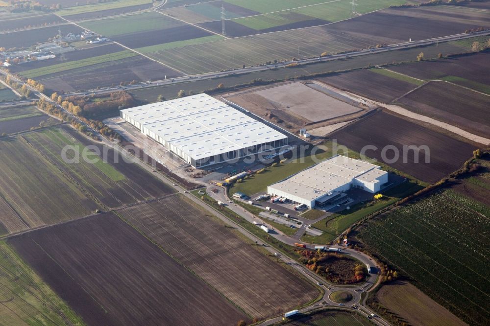 Aerial photograph Frankenthal - Construction site to build a new building complex on the site of the logistics center of Amazon.com Inc. in Frankenthal in the state Rhineland-Palatinate