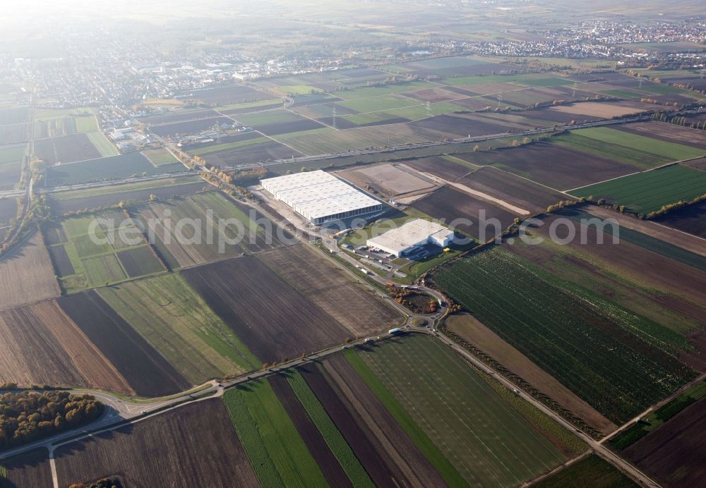 Frankenthal from above - Construction site to build a new building complex on the site of the logistics center of Amazon.com Inc. in Frankenthal in the state Rhineland-Palatinate