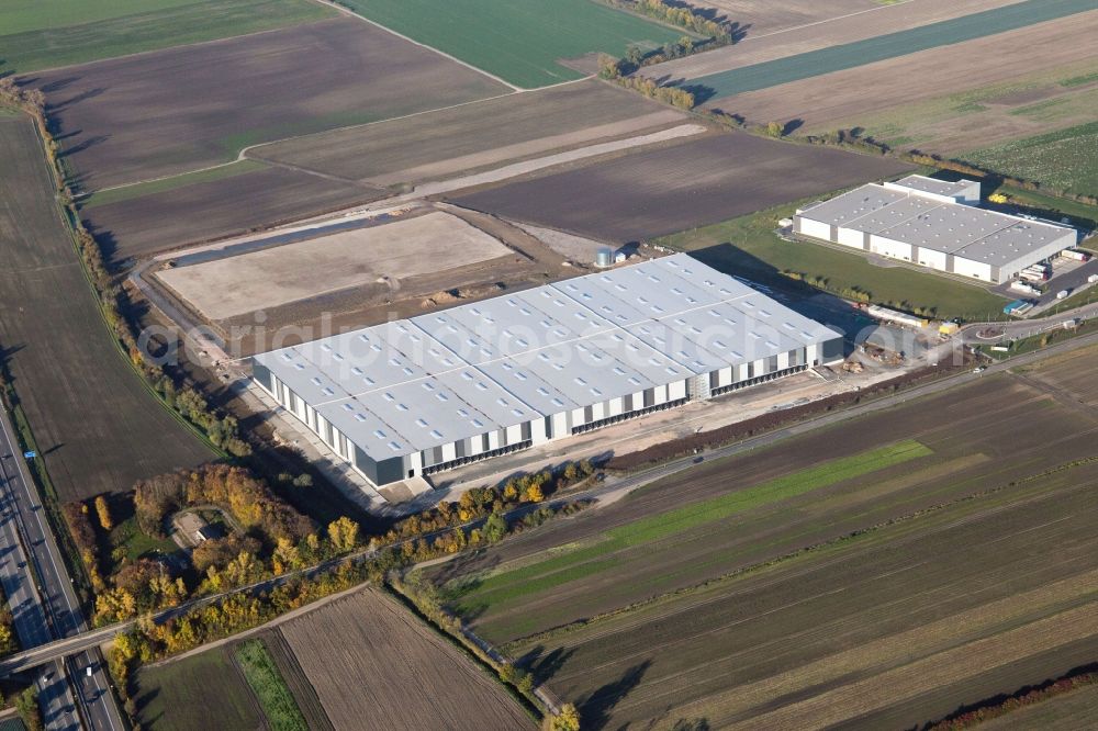 Aerial photograph Frankenthal - Construction site to build a new building complex on the site of the logistics center of Amazon.com Inc. in Frankenthal in the state Rhineland-Palatinate