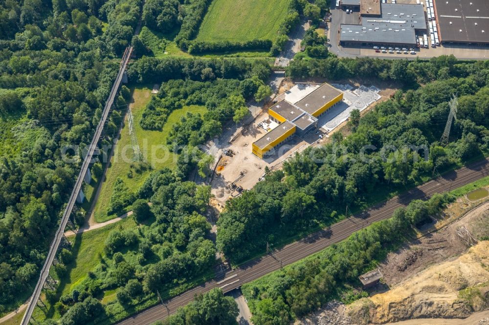 Gelsenkirchen from above - Construction site to build a new building complex on the site of the logistics center of Deutsche Post AG on Ostpreussenstrasse in Gelsenkirchen in the state North Rhine-Westphalia, Germany