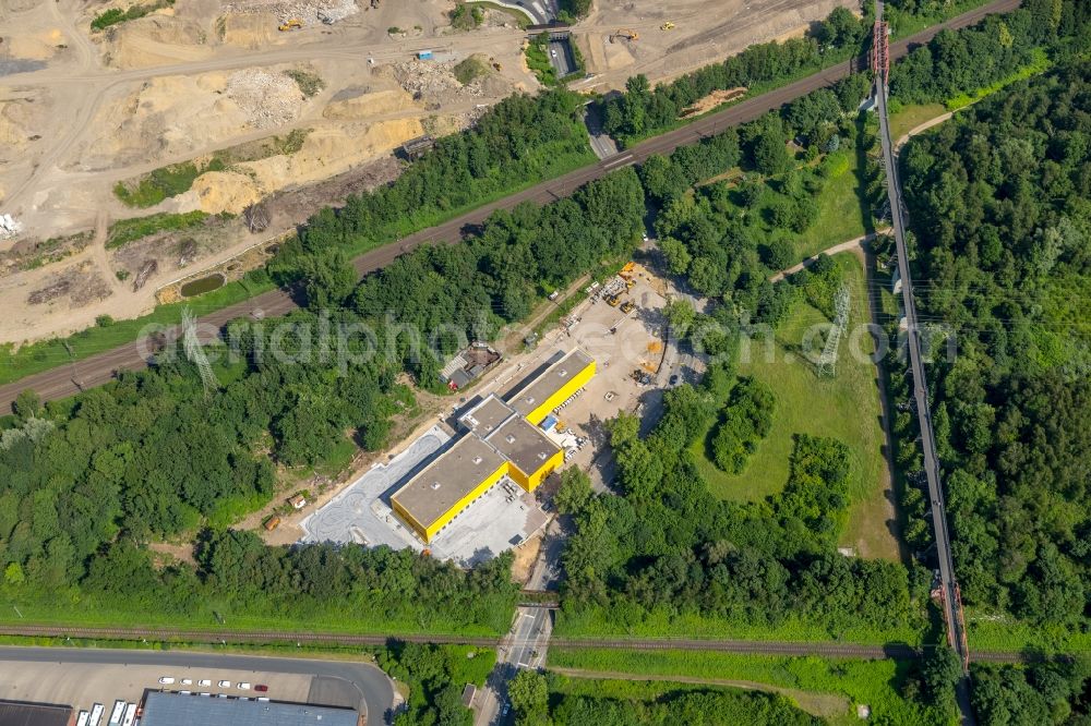 Gelsenkirchen from the bird's eye view: Construction site to build a new building complex on the site of the logistics center of Deutsche Post AG on Ostpreussenstrasse in Gelsenkirchen in the state North Rhine-Westphalia, Germany