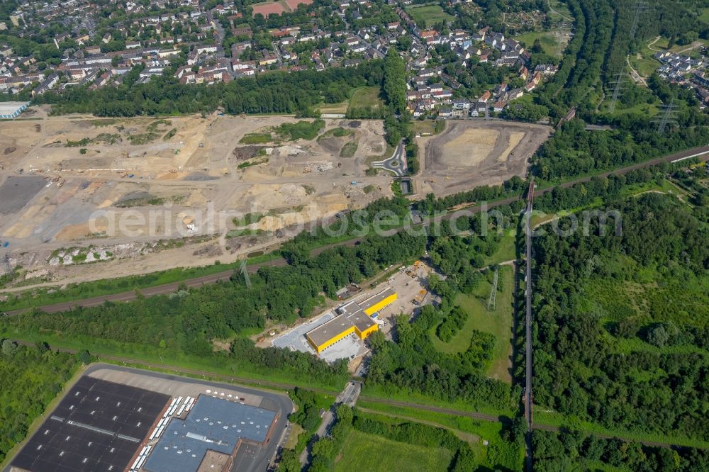 Aerial image Gelsenkirchen - Construction site to build a new building complex on the site of the logistics center of Deutsche Post AG on Ostpreussenstrasse in Gelsenkirchen in the state North Rhine-Westphalia, Germany