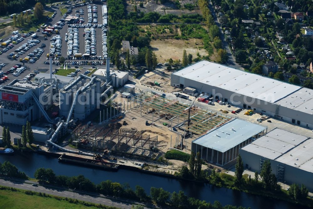 Aerial photograph Berlin - Construction site to build a new building complex on the site of the logistics center of DIBAG Industriebau AG on Kanalstrasse in the district Rudow in Berlin