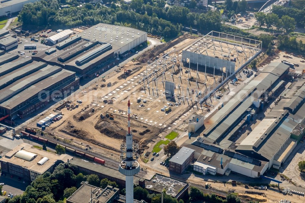 Aerial image Bochum - Construction site to build a new building complex on the site of the logistics center Dietz AG on Karl-Lange-Strasse in Bochum in the state North Rhine-Westphalia, Germany