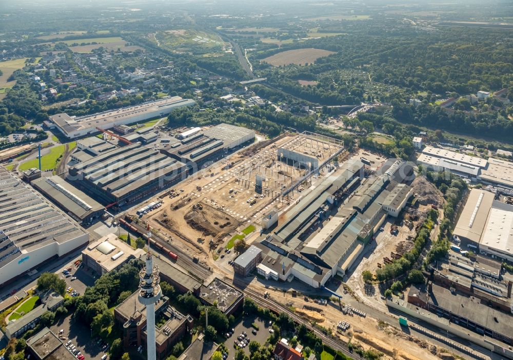 Aerial image Bochum - Construction site to build a new building complex on the site of the logistics center Dietz AG on Karl-Lange-Strasse in Bochum in the state North Rhine-Westphalia, Germany