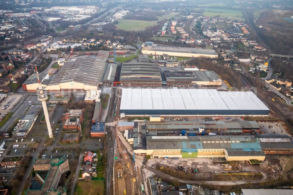 Aerial image Bochum - Construction site to build a new building complex on the site of the logistics center Dietz AG on Karl-Lange-Strasse in Bochum in the state North Rhine-Westphalia, Germany