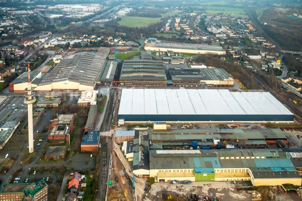 Aerial photograph Bochum - Construction site to build a new building complex on the site of the logistics center Dietz AG on Karl-Lange-Strasse in Bochum in the state North Rhine-Westphalia, Germany