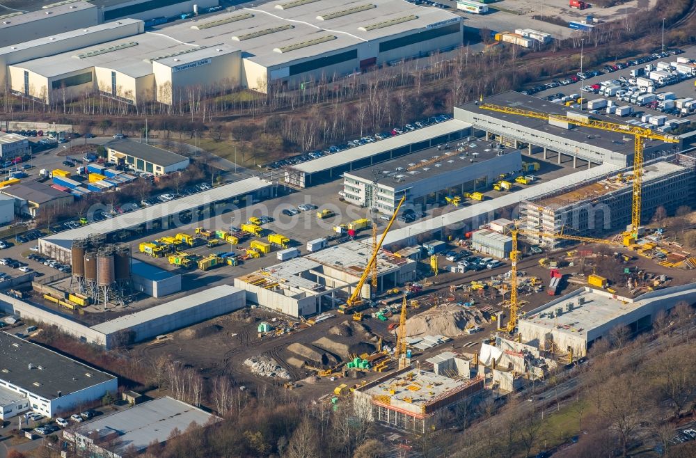 Dortmund from above - Construction site to build a new building complex on the site of the logistics center DOGA - Dortmunder Gesellschaft fuer Abfall mbH on Sunderweg in the district Innenstadt-Nord in Dortmund in the state North Rhine-Westphalia