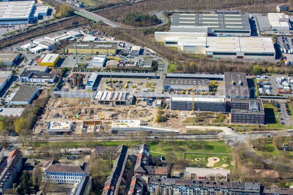 Aerial photograph Dortmund - Construction site to build a new building complex on the site of the logistics center DOGA - Dortmunder Gesellschaft fuer Abfall mbH on Sunderweg in the district Innenstadt-Nord in Dortmund in the state North Rhine-Westphalia