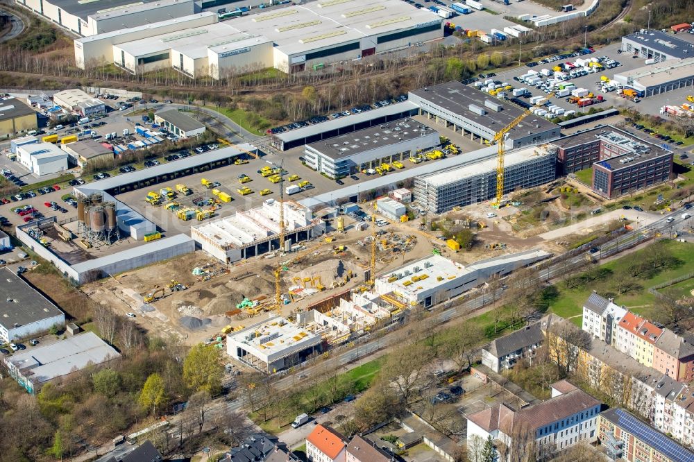 Dortmund from the bird's eye view: Construction site to build a new building complex on the site of the logistics center DOGA - Dortmunder Gesellschaft fuer Abfall mbH on Sunderweg in the district Innenstadt-Nord in Dortmund in the state North Rhine-Westphalia