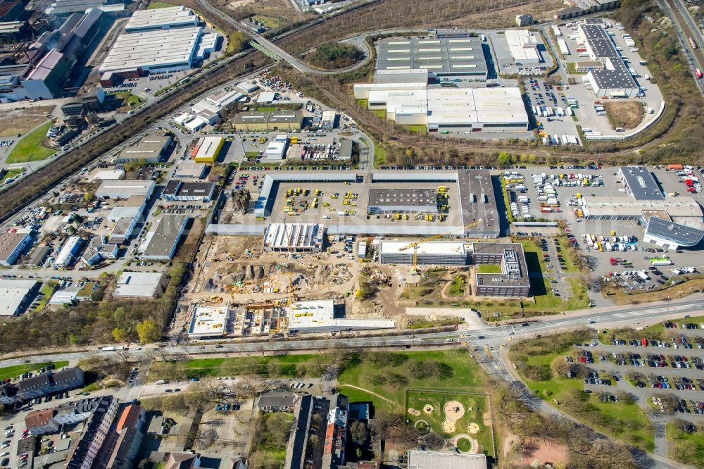 Dortmund from above - Construction site to build a new building complex on the site of the logistics center DOGA - Dortmunder Gesellschaft fuer Abfall mbH on Sunderweg in the district Innenstadt-Nord in Dortmund in the state North Rhine-Westphalia