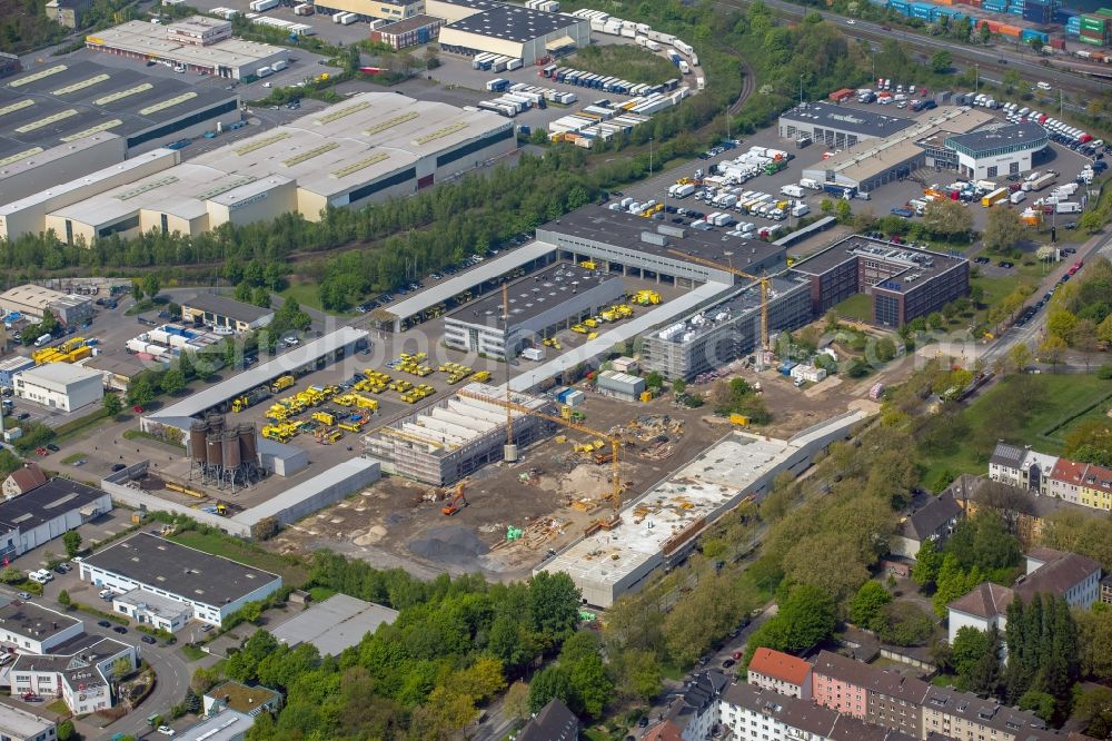 Aerial image Dortmund - Construction site to build a new building complex on the site of the logistics center DOGA - Dortmunder Gesellschaft fuer Abfall mbH on Sunderweg in the district Innenstadt-Nord in Dortmund in the state North Rhine-Westphalia