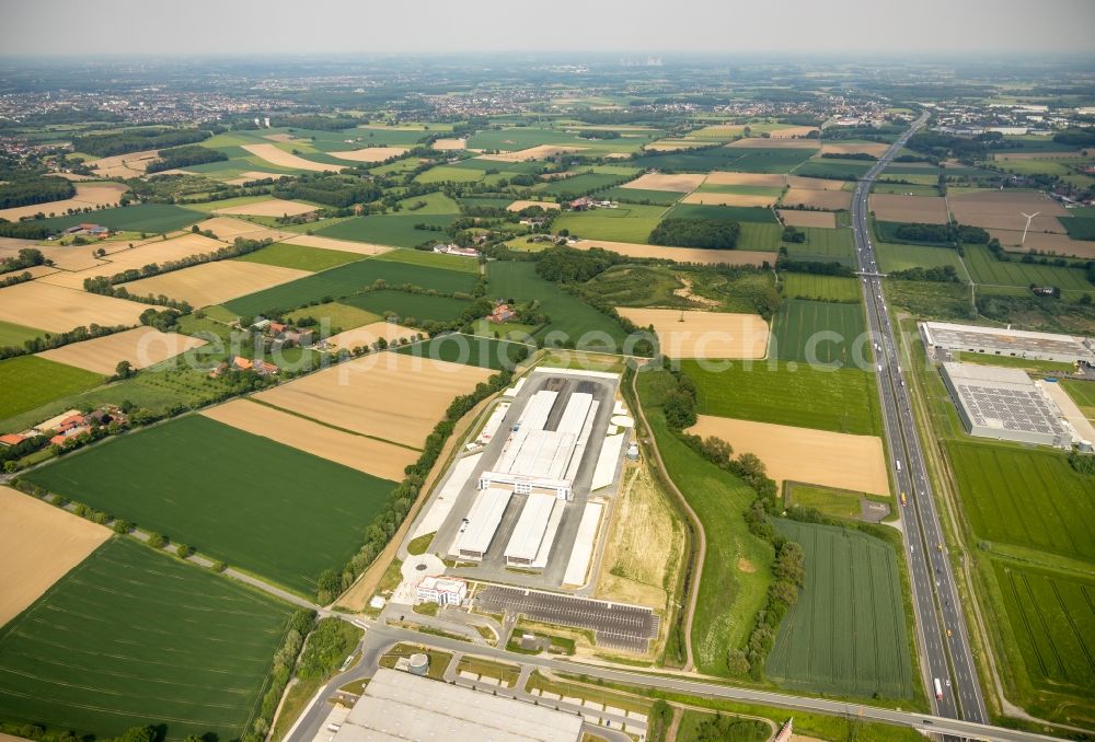 Hamm from above - Construction site to build a new building complex on the site of the logistics center of DPD Deutschland GmbH on Osterboenener Weg in Hamm in the state North Rhine-Westphalia, Germany