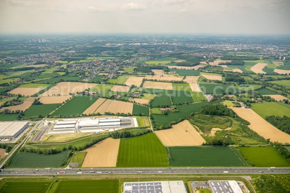 Hamm from above - Construction site to build a new building complex on the site of the logistics center of DPD Deutschland GmbH on Osterboenener Weg in Hamm in the state North Rhine-Westphalia, Germany