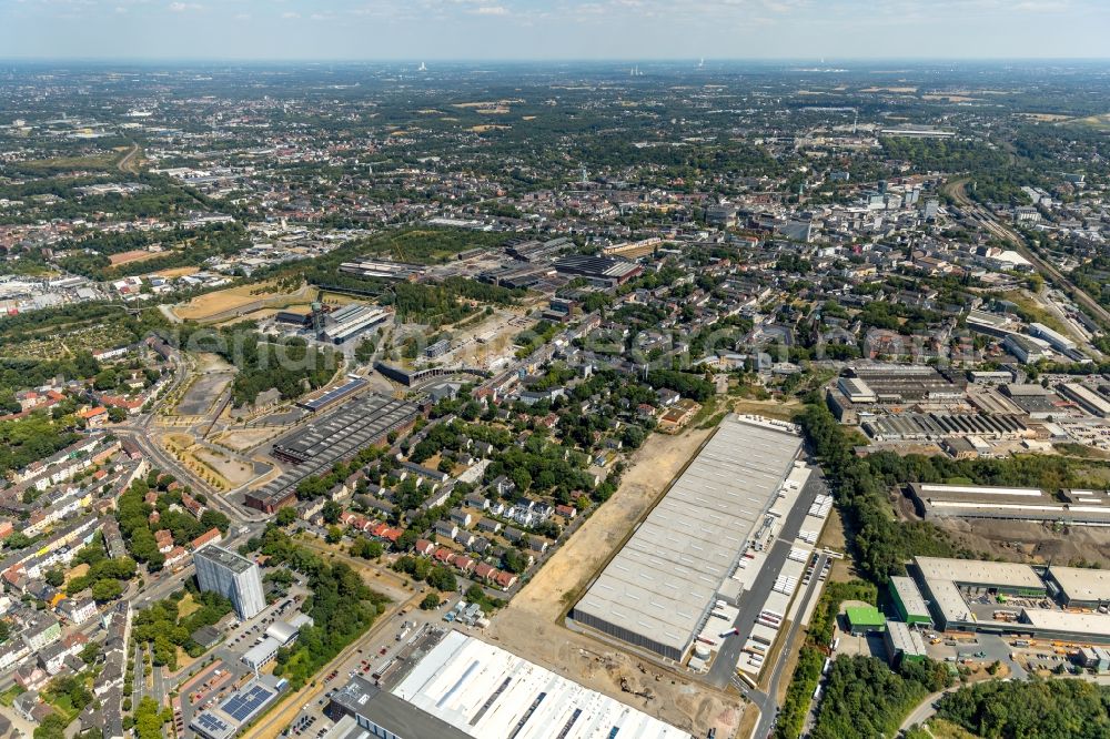 Aerial image Bochum - Construction site of DSV A / S for the construction of a new building complex on the grounds of dm-drogerie markt GmbH + Co. KG in Bochum, North Rhine-Westphalia