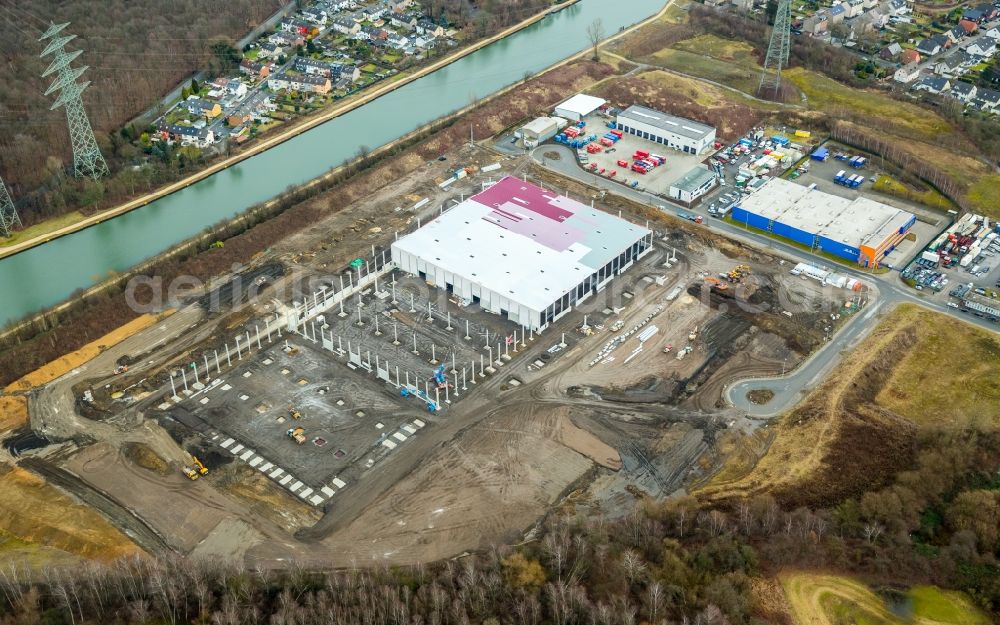 Aerial image Gelsenkirchen - Construction site to build a new building complex on the site of the logistics center formerly Wanit-Areal in the district Gelsenkirchen-Mitte in Gelsenkirchen in the state North Rhine-Westphalia