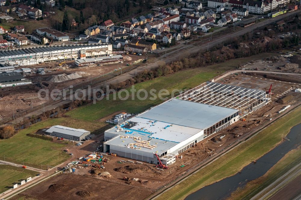 Aerial image Berghaupten - Construction site to build a new building complex on the site of the logistics center ofEmons Spedition GmbH in Berghaupten in the state Baden-Wuerttemberg, Germany